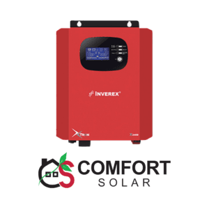 Red inverex xtron x2400 solar inverter with digital display for home solar energy systems.