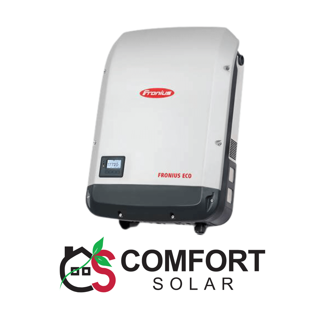 Fronius Eco solar inverter unit, with Comfort Solar logo at the bottom.