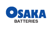 Osaka Batteries logo featuring the brand name "Osaka" in bold blue lettering above the word "Batteries.