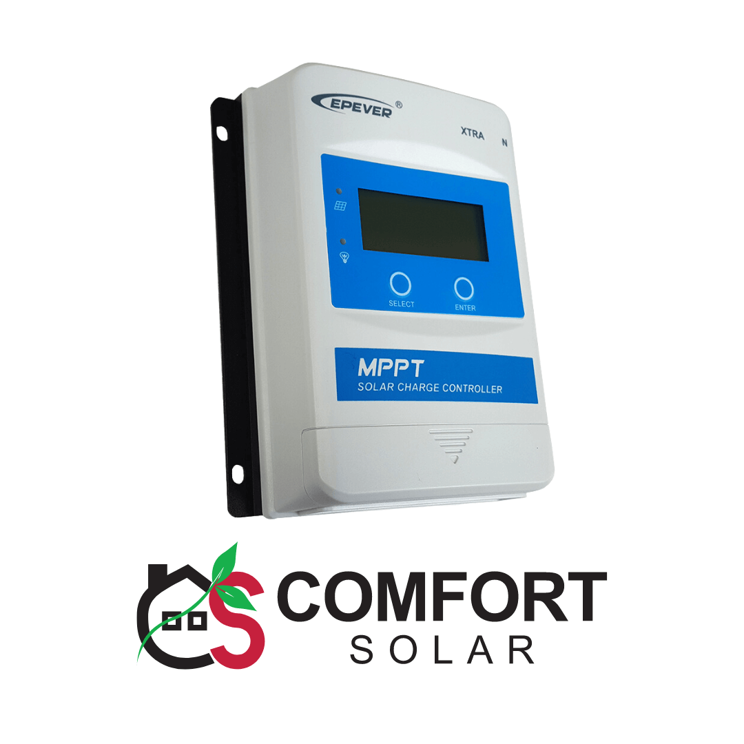 EPEVER xtra series MPPT solar charge controller with digital display, select, and enter buttons.