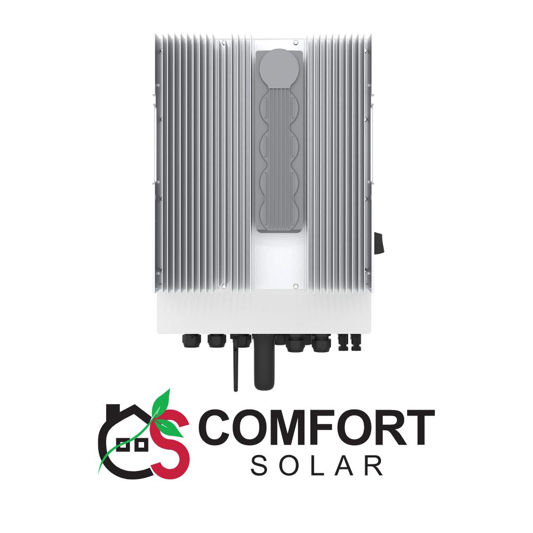 Solis s6-eh1p 3k-l-pro: White and silver inverter with prominent cooling fins for efficient solar energy conversion.