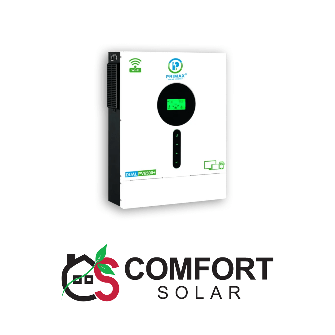 primax hybrid solar inverter - galaxy dual pv6500+ 5.6kw, a white solar power solution.