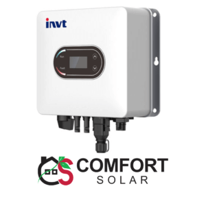 invt xg1-5ktl-s single-phase on-grid solar inverter. White inverter with display for solar power systems.