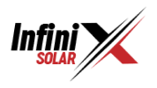 InfiniX Solar logo featuring the company name and stylized X design in black and red.