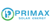 Primax Solar Energy logo featuring a stylized sun and the company name in blue and green.