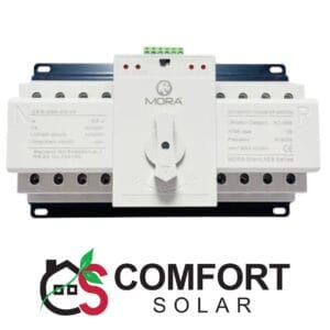 MORA 4p 63a 230v mcb type dual power automatic transfer switch (ats) aes-988-63/4p for seamless power source switching.
