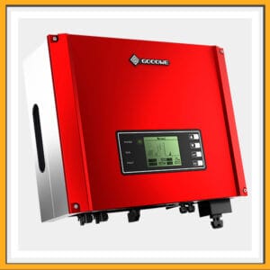 GoodWe 15kW three-phase on-grid inverter GW15KN-DT, a red and white solar power inverter for home or business.