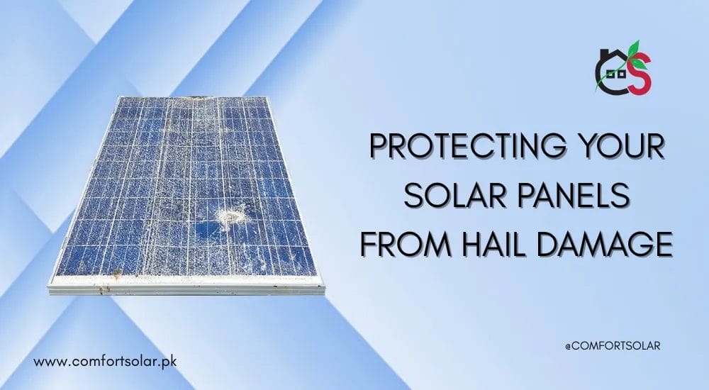 Damaged solar panel with hail damage. Protecting your solar panels from hail damage in Pakistan.